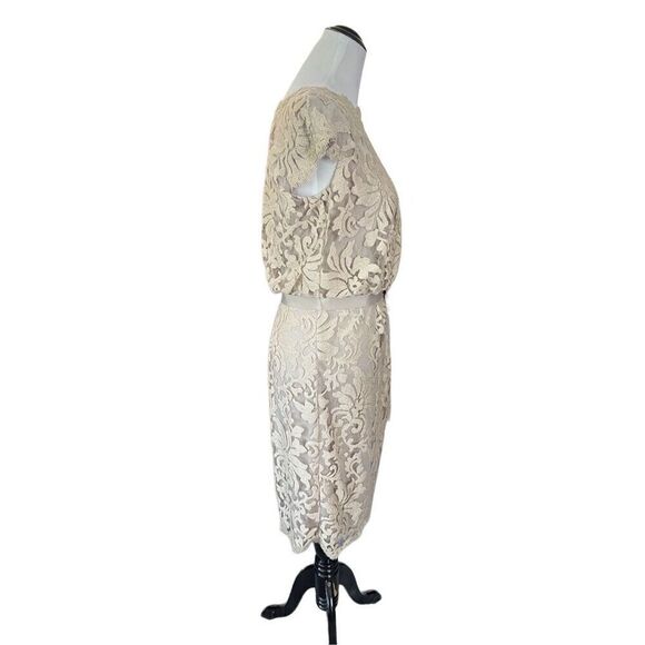 Tadashi Shodji Greta Lace Cocktail Dress Cap Sleeve Tie Waist size 8 - Picture 4 of 10
